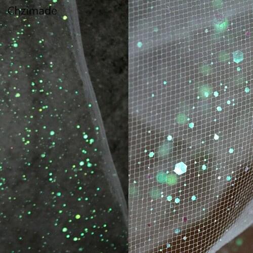 Lychee Life 45x155cm Glitter Sequins Dots Mesh Fabric Soft Sewing Fabric For Dress Clothes Diy Crafts
