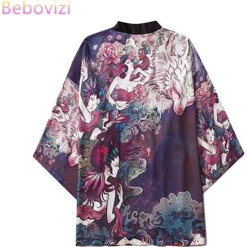 M-XXL Fashion New 2020 Balck Loose Summer Beach Cardigan Harajuku Japanese Kimono Style Women Men Tops Shirts Asian Clothes