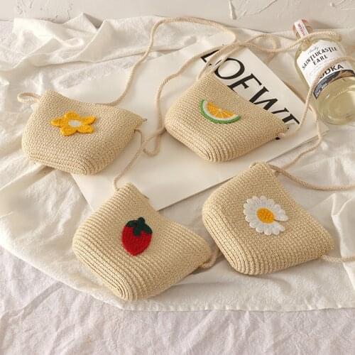 Girls' Small Bags, Princess All-match Coin Purse, Hand-woven Childrens Mini Fruit Zipper Bag, Messenger Bag