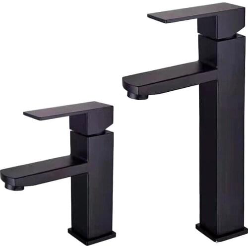 Matte Black Basin Faucet Bathroom Wash Basin Water Mixer Tap Hot Cold Water Mixer Sink Faucet Bathroom Square Basin Faucet