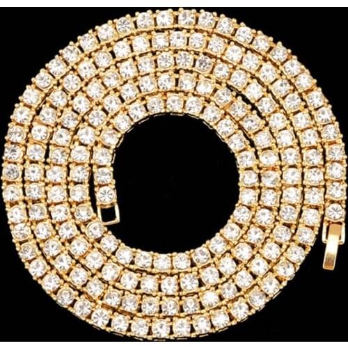 Fashion 1 row Rhinestone mens hip hop Necklace rap singer Necklace ice tennis chain necklace shiny womens Necklace NEW