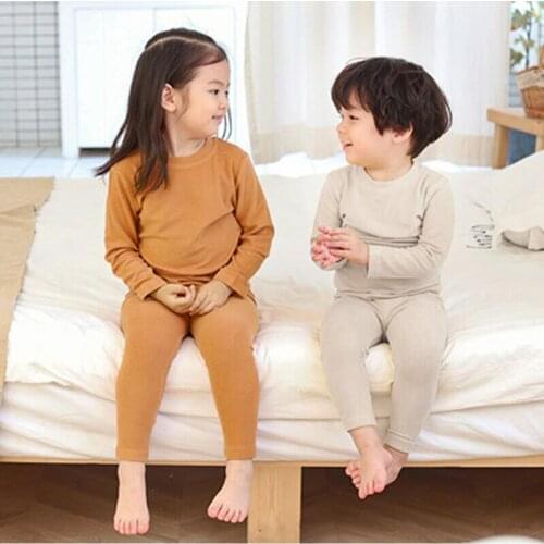 Soft and Comfortable Winter Kids Pajamas Children Sleepwear Baby Pajamas Sets Boys Girls Solid Pyjamas Cotton Clothing Body Suit