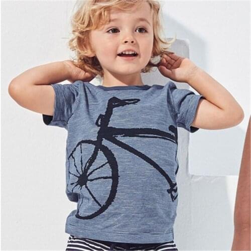 2020 New Summer Baby Kids Boy Bike Short Sleeve O-neck T Shirt Cartoon Rocket Blue Tee Tops For 1-7 Years Boys T-Shirt Clothes