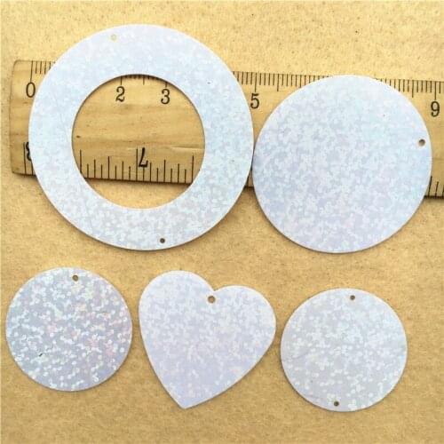 50Pcs/Pack Laser White Large Sequins 3-5CM Round Ring Heart PVC Paillettes Sewing DIY Craft Material Lentejuelas Accessories