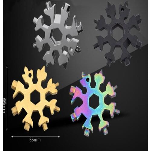 Portable 18 In 1 Mini Snowflake Multi Tool Spanner Hex Wrench Multifunctional Snowflake Wrench Tool Portable universal tool