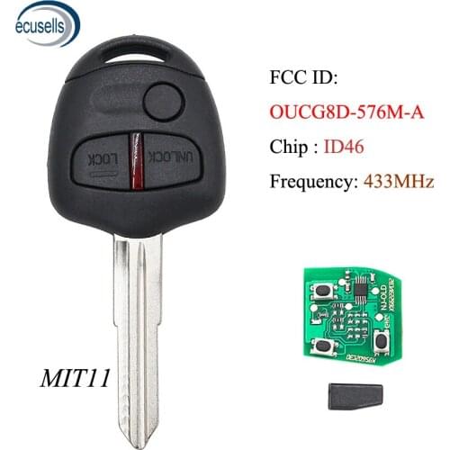 3 Buttons Smart Remote Control Key Fob 433mhz With ID46 Chip for Mitsubishi Lancer EX Right Blade MIT11 FCC ID: OUCG8D-576M-A
