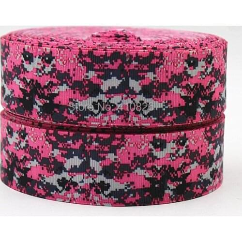Q&N /OEM 1.5inch 38mm 150325006 pink camo printed grosgrain ribbon 50yds/roll free shipping