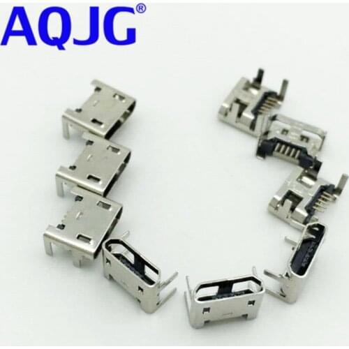100pcs Micro USB connector 5pin seat Jack Micro usb Four legs 5P Inserting plate seat Mini usb connector Free shipping AQJG
