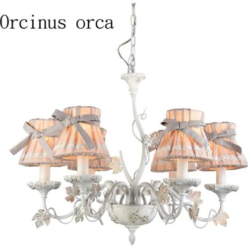 American style retro bows chandeliers living rooms bedrooms dining rooms Princess rooms European style lace fabric chandeliers