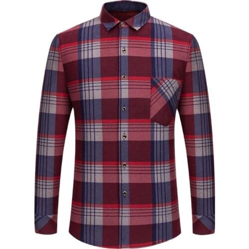 Shirts,Shirts For Men,Shirt,Mens Shirt,Four-Season Mens Long-Sleeved Shirt, Plaid, Lapel, Button Decoration, Loose, Versatile