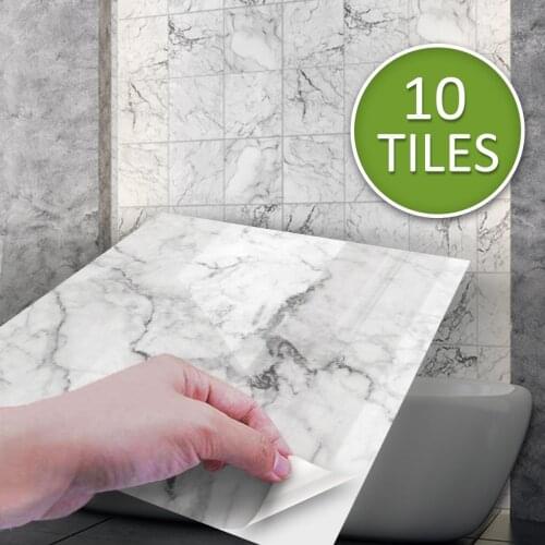 15/20cm DIY Self-adhesive Wall Sticker Marble PVC Tile Sticker for Bathroom Kitchen Camper Home Decor