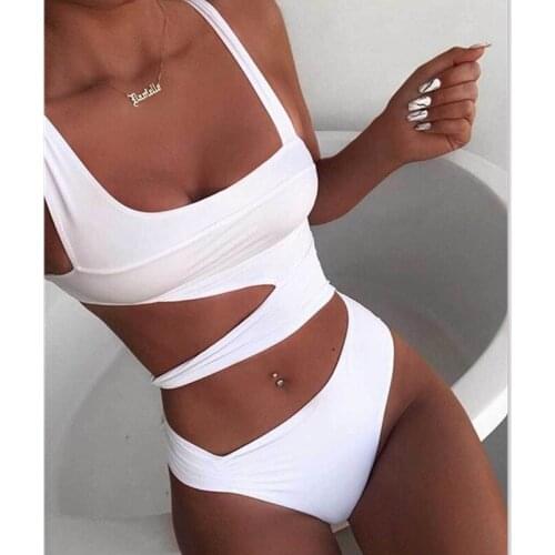 Sexy One Piece Swimsuit Female Backless Bodysuit Brazilian Solid Color Swimwear Women Bathing Suit Swimming Beach Wear