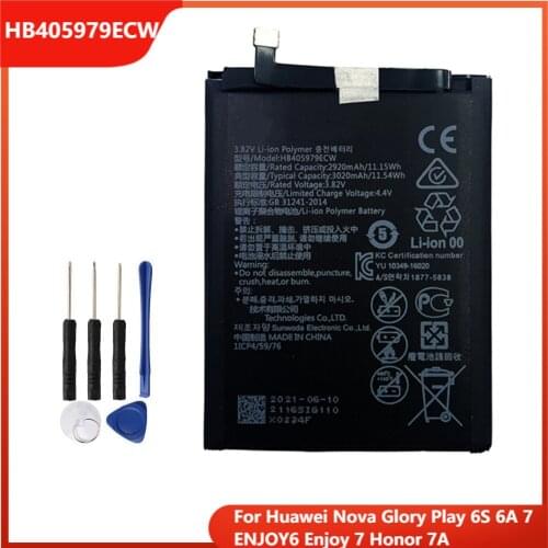 Original Replacement Phone Battery HB405979ECW For Huawei Nova Glory Play 6S 6A 7 ENJOY6 Enjoy 7 Honor 7A Batteries 3020mAh