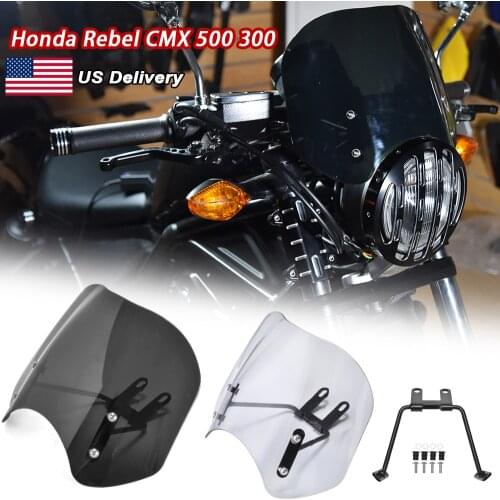 Motorcycle Windscreen Windshield w/ Bracket For Honda Rebel CMX 500 300 2017-2021 2020 CMX300 CMX500 Flyscreen Wind Deflector