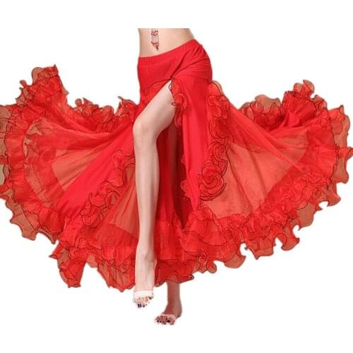 Women Belly Dance Clothes Full Circle Long Waist Maxi Skirt Side Split Women Chiffon Belly Dance Skirts Colors 5