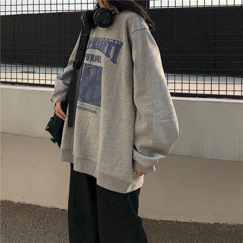 2021 Spring Autumn Pullover Women Korean Loose Goth Clothes Sweatshirt Vintage Oversized Long Sleeve Harajuku Korean Top O-Neck