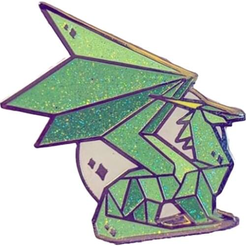 Crystal dragon enamel pin origami glitter badge