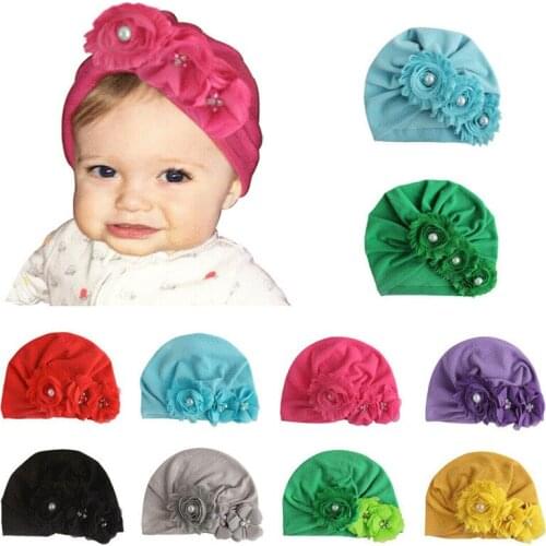 1 Piece Children Bowknot Kids Bow Cap Baby Hat Newborn Girls Clothes Accessories Infant Beanie Turban Solid Flower Pearl Caps