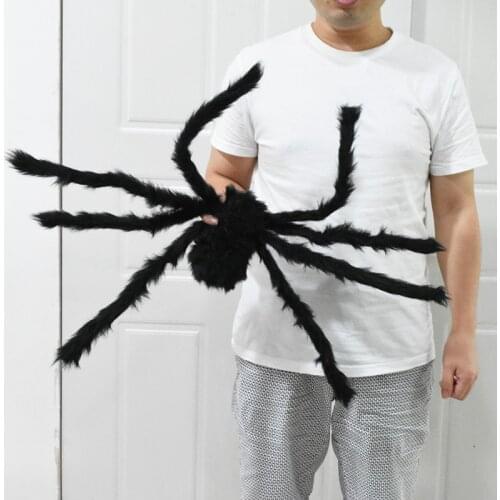 1pc Halloween Scary Black Big Spider Halloween Decoration Props Party Bar Home Decor Spoof Toys Simulation Plush Spider