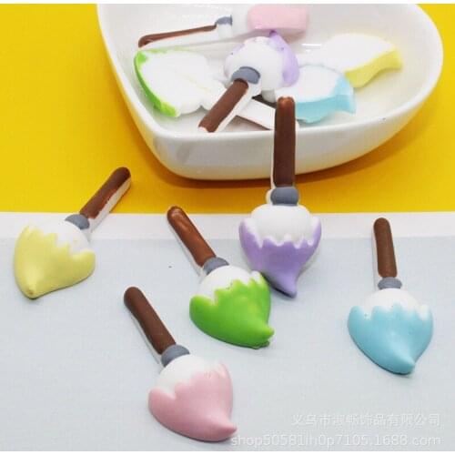 10Pcs Cute Brush Flat Back Resin Cabochons Scrapbooking For Phone Decor DIY Jewelry Making Craft Decoration Accessories