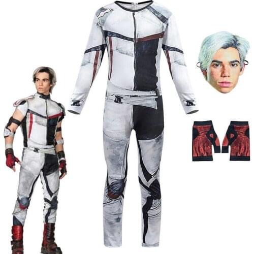 2020 Halloween Costumes for Boys Men Carlos Cosplay Kids Descendants 3 Cos Bodysuit Zentai Funny Party Clothing with Mask Gloves