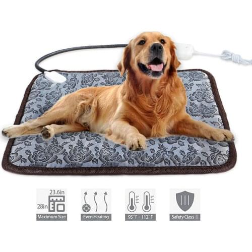 45x45cm US EU Adapter Pet Dog Cat Waterproof Electric Heated Pad Temperature Adjustable Pet Bed Blanket Winter Warmer Heater