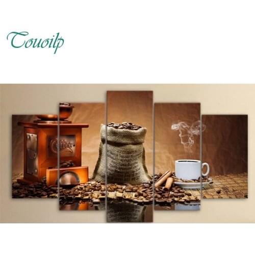 5pc Full Square&round drill 5D DIY Diamond embroidery Coffee Diamond Painting Cross Stitch Rhinestone Mosaic Kitchen Home Decor