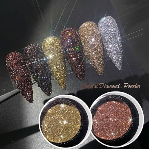 6 Color/box Brown Series Glitter Diamond Nails Crystal Nail Glitter Powder for UV Gel Polish Crushed Diamond Glitter Set #JS01