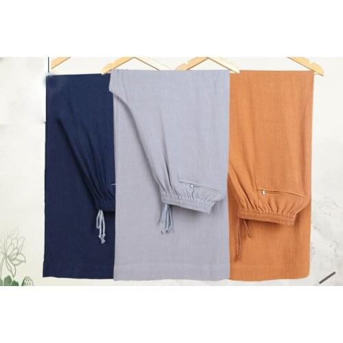 Unisex 7color high quality cotton&linen Spring&Summer buddhist zen lay meditation trousers buddha shaolin monk kung fu pants