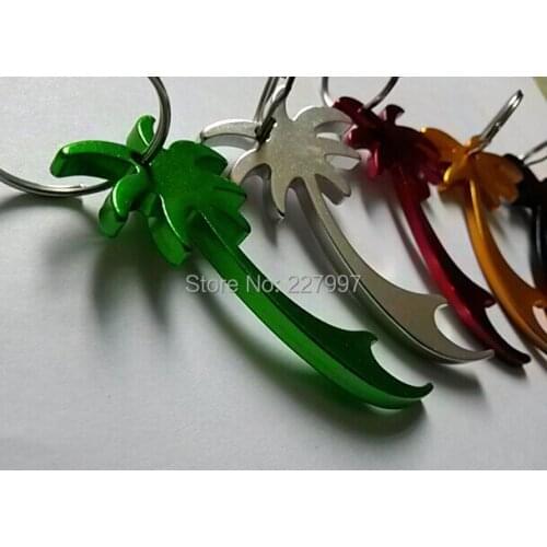 FreeShipping 10pcs/lot palm tree shape keychains beer can bottle opener key ring promotion gift free shipping