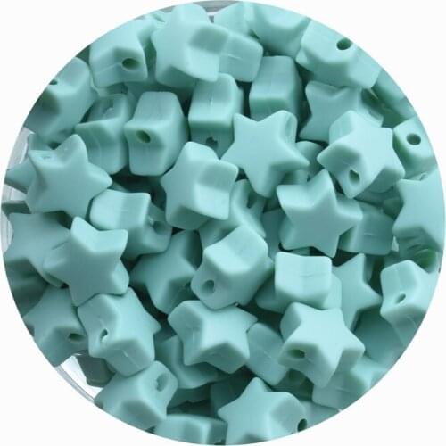 Teeny Teeth 20 PCS Turquoise Silicone Beads Star 14 MM Food Grade BPA Free Eco-friendly Beads DIY Jewelry Silicone Star Beads