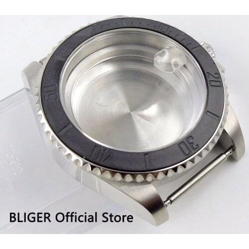 40MM Black Stainless Steel Watch Case Watch Part Ceramic Bezel Sapphire Glass Fit For ETA 2836 Automatic Movement Watch Men
