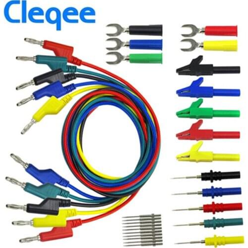 Cleqee P1036B 4mm Banana to Banana Plug Test Lead Kit for Multimeter Match Alligator clip U-type & puncture test porbe kit