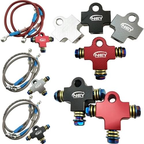 CNC 3D Motorcycle Brake Hose Fitting Three-way Valve Connector M10*1.25mm Banjo Bolt For Twin Brake System Honda Yamaha Kawasaki