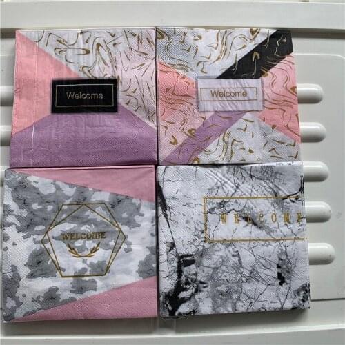 Decoupage wedding vintage napkin paper cool tissue Marble brick striped welcome birthday party beautiful serviettes decor 20
