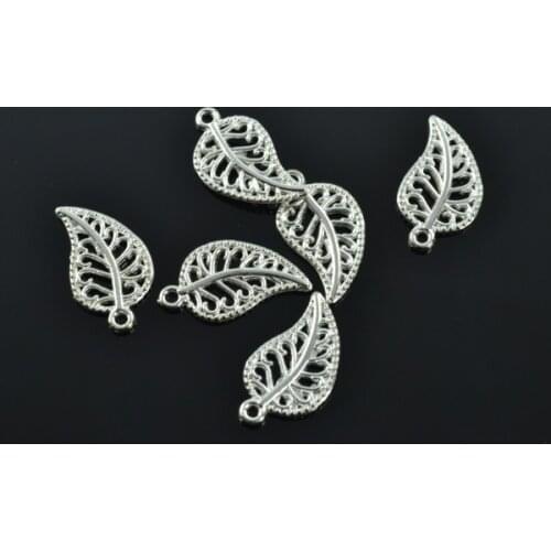 40pcs Silver Plated tree leaf Charms alloy Pendants for Bracelet Necklace Jewelry Making Accessories DIY 18*10mm Q323