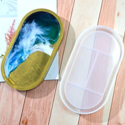 DM133 2 Style Rolling Plateau Tray Resin Mold Large Rectangle Resine Epoxy Moule Flexible Silicone For DIY Plate Making