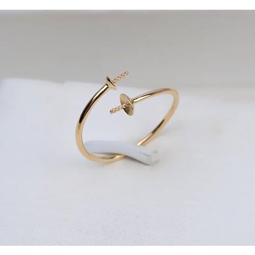 TWO PEARLS Adjustable Real 18K Gold Ring Mountings Settings AU750 Jewelry Findings for Pearls Coral Agate Crystal Beads Stones
