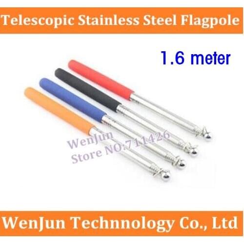 Hot Sale 1.6m Telescopic stainless steel flagpole guide coach rod / flagstaff / flagstick 1.6 meter telescopic pointer