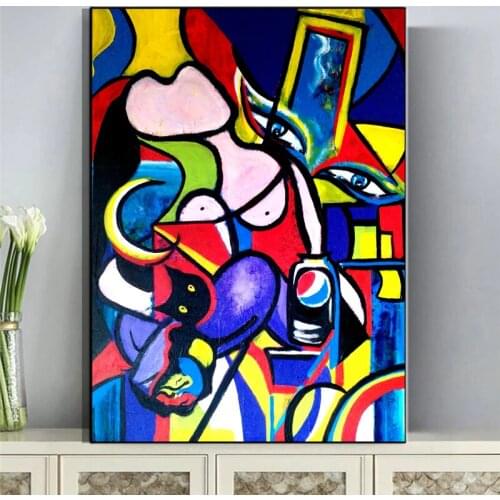 Picassos woman painting on canvas, art graffiti wall prints and posters, frameless paintings, home living room decoration