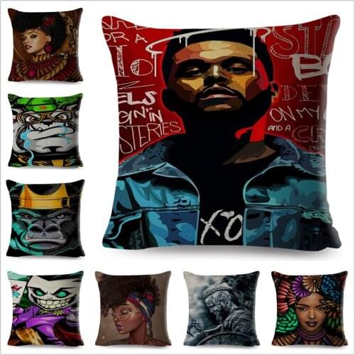 Kenya Cartoon Custom Cushion Cover for Sofa Home Decor African Girl Pillow Case Polyester Pillowcase 45*45cm