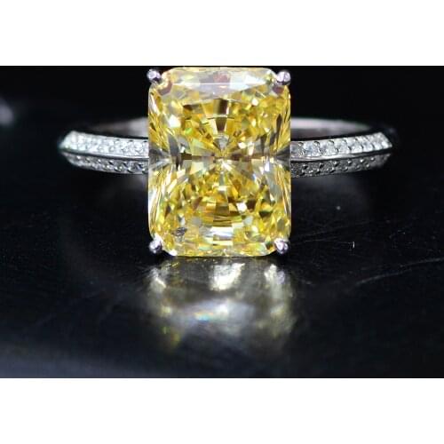 Nature Radiant Cut 4ct Topaz Diamond cz Ring Original 925 sterling silver Engagement Wedding band Rings for Women Bridal Jewelry