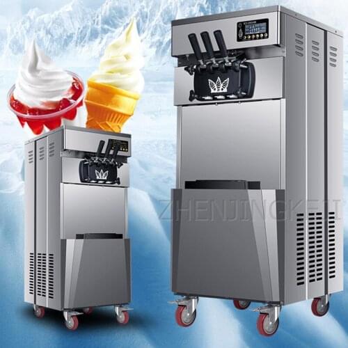 Commercial Ice Cream Machine 48L/H Output Ice Cream Maker Double Compressor Vertical Sweet Cone Freezing Equipment 220V/3800W