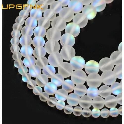 Natural Matte White Flash Crystal MoonStone Labradorite Round Loose Beads For Jewelry Making DIY 6/8/10mm Bracelet Necklace