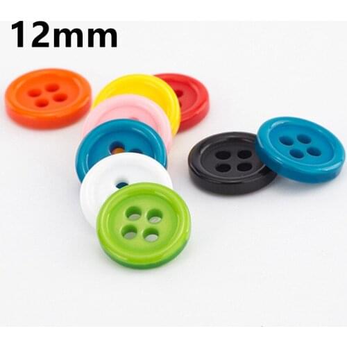 100pcs 12mm White/Black/Multi Round 4 Holes Resin Buttons Clothing Sewing Accessories For Cardmaking Embellishments DIY Crafts