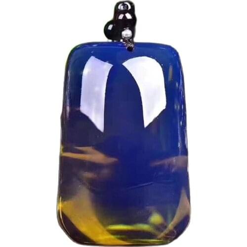 Lanpo pendant Wu Shi brand sweater chain raw mineral honey wax amber necklace mens and womens Pendant
