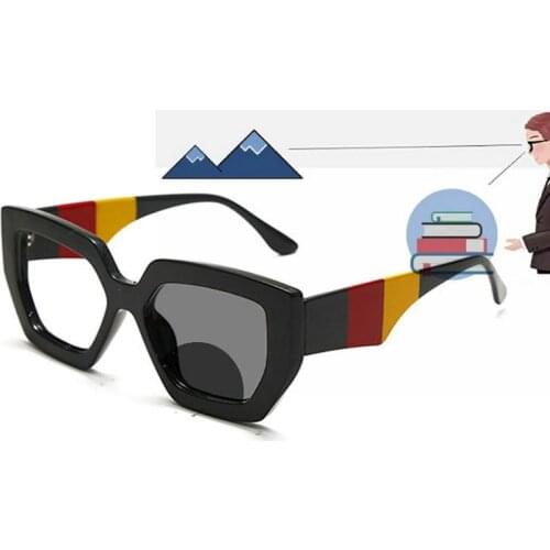 Square outdoor Transition Photochromic Bifocal Reading Glasses for Womens Protection Driving multifocal Sunglasses Readers FML