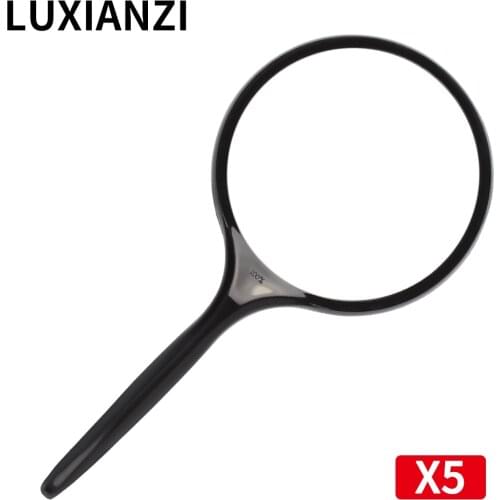 LUXIANZI 5X Hand Held Glass Magnifier 100mm Magnifying For Child Students Seniors Inspecting Reading Book High Definition Loupe