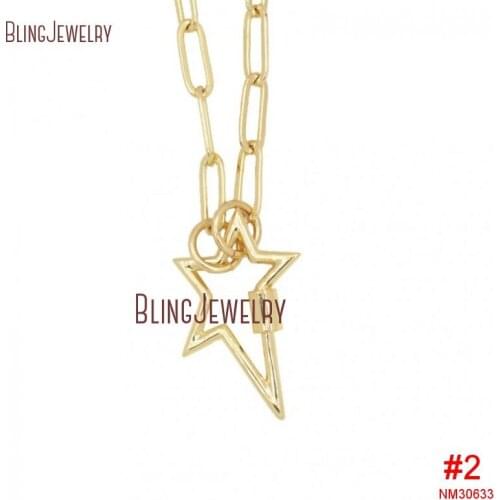 Plain Star Lock Necklace StarLock Carabiner Lock Screw Clasp Charmholder Necklace NM30636