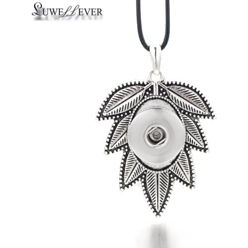 Hot Interchangeable Flower Leaves Ginger Necklace 293 Fit 18mm Snap Button Pendant Necklace Charm Jewelry For Women Gift
